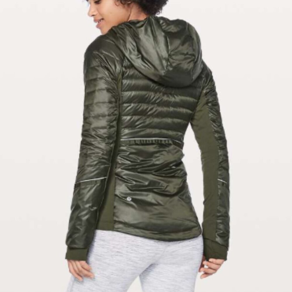 Lululemon | Down For A Run Jacket II Gator Green Zip Up Puffer Goose Down Size 6 - Picture 15 of 15